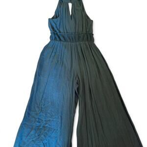 ANTHROPOLOGIE | Boinda Plisse Smocked Waist Wide Leg Jumpsuit-Teal size large